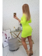 Šaty s ozdobnými gombíkmi žlté neónové