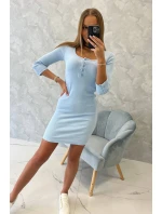 Šaty s výstrihom na gombíky modré Šaty s výstrihom na gombíky modré