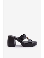 Zazoo 40419 Skórzane Klapki Damskie Z Wycięciami I Ozdobą Czarne