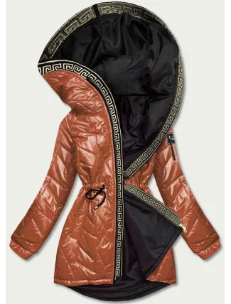 Dámska bunda v karamelovej farbe s ozdobným prešívaním (BR8101-14)