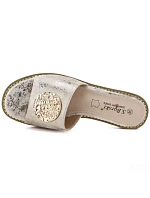 Dámske zlaté kožené žabky S.Barski KV61-6034