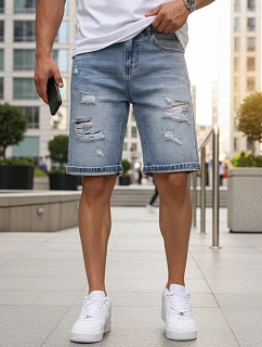 Pánske džínsové šortky s dierami modré FashionStreet SX2574