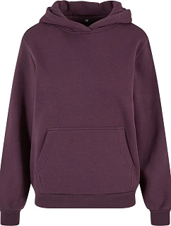 Build your Brand BY 289 Dámska mikina s kapucňou v oversize štýle „Fluffy“ 56.0289 slivkovo fialová
