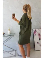 Kaki šaty s kapucňou