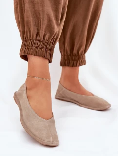 Dámske semišové baleríny Big Star RR274082 Beige