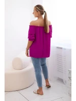 Španielska blúzka s ozdobnými rukávmi tmavo fialová Španielska blúzka s ozdobnými rukávmi tmavo fialová