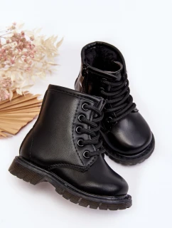 Detské kožené topánky so zipsom Black Omua