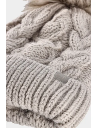 Dziewczęca Zimowa Czapka 4F 4FJWAW24ACAPF421-83S Beżowa