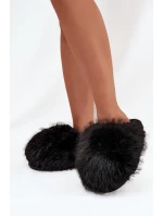 Futrzane Kapcie Damskie Czarne Iseline