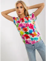 Dámska blúzka WN BZ 4008-3.80 Svetlo modrá s kvetmi - RUE PARIS