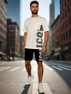 Pánsky biely set s potlačou FashionStreet AX0800