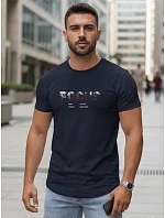 Pánske tričko s veľkým nápisom, bavlnené, tmavomodré, FashionStreet NX5137R Pánske tričko s veľkým nápisom, bavlnené, tmavomodré, FashionStreet NX5137R