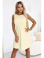 296-16 VICTORIA Trapézové šaty bez rukávov s opaskom - maslovo žlté