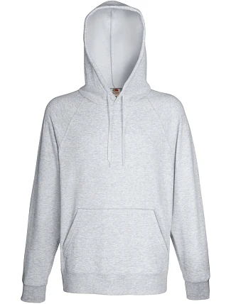 Fruit of the Loom Lightweight Hooded Sweat Pánska mikina s kapucňou a raglánovými rukávmi 16.2140 heather grey Fruit of the Loom Lightweight Hooded Sweat Pánska mikina s kapucňou a raglánovými rukávmi 16.2140 heather grey