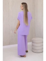 Súprava s náhrdelníkom blúzka + nohavice svetlo fialová