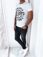 Pánske biele tričko s potlačou FashionStreet RX5258 Pánske biele tričko s potlačou FashionStreet RX5258