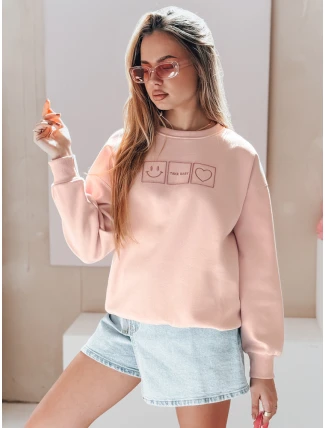 Dámska nadrozmerná mikina s výšivkou EASYJOY ružová FashionStreet BY1513 Dámska nadrozmerná mikina s výšivkou EASYJOY ružová FashionStreet BY1513