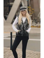 Lesklá čierna dámska vesta (AG3-02)