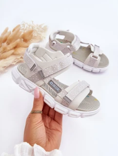 Dziecięce Sandałki Na Rzep Big Star LL374201 Biało-Srebrne