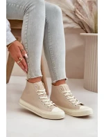 Dámske zateplené tenisky z eko kože Beige Big Star