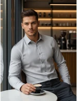Pánska elegantná košeľa svetlo šedá FashionStreet DX2434