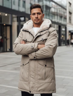 Pánska zimná bunda parka s kapucňou béžová FashionStreet TX4969z