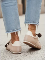 Dámske semišové tenisky s ozdobnými lodičkami béžovej farby FashionStreet ZY1411 Dámske semišové tenisky s ozdobnými lodičkami béžovej farby FashionStreet ZY1411