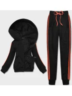 Čierno-oranžový dámsky teplákový komplet s lampasmi (KK0057) Čierno-oranžový dámsky teplákový komplet s lampasmi (KK0057)