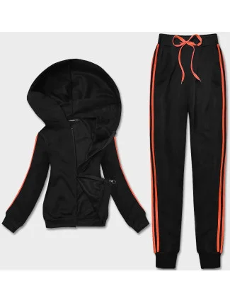 Čierno-oranžový dámsky teplákový komplet s lampasmi (KK0057) Čierno-oranžový dámsky teplákový komplet s lampasmi (KK0057)