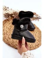Ocieplane Botki Śniegowce Z Futerkiem Czarne Bessie