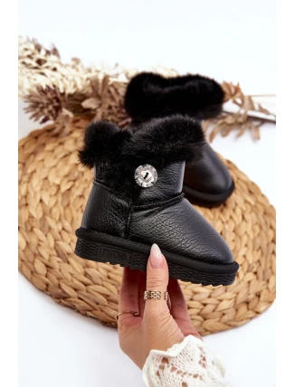Ocieplane Botki Śniegowce Z Futerkiem Czarne Bessie