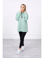 Tmavo mätová tunika na zips s kapucňou Oversize