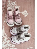 Dziecięce Trampki Z Cyrkoniami Białe Smile