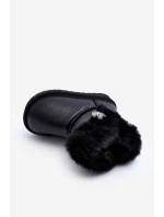 Ocieplane Botki Śniegowce Z Futerkiem Czarne Bessie