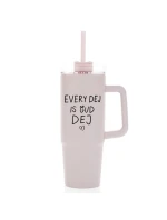 EVERY DEJ IS GUD DEJ - růžový cestovní hrnek s průhledným víčkem 900 ml  