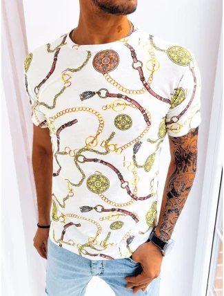 Pánske biele tričko s potlačou FashionStreet RX5125 Pánske biele tričko s potlačou FashionStreet RX5125