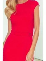TAMARA - Elegantné červené dámske midi šaty s opaskom 301-2 TAMARA - Elegantné červené dámske midi šaty s opaskom 301-2