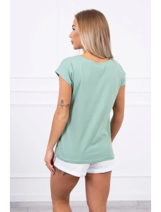 Blúzka s potlačou pier tmavo mätová Blúzka s potlačou pier tmavo mätová