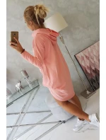 Mikina s dlhým chrbtom a kapucňou marhuľová