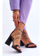 Modne Sandały Z Cyrkoniami Czarne Carma