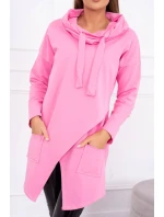 Oversize tunika s obálkou vpredu svetlo ružová