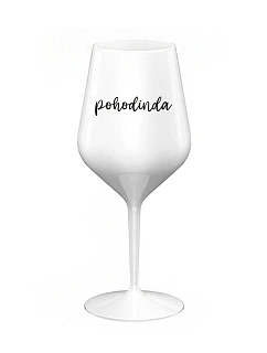 POHODINDA - biely nerozbitný pohár na víno 470 ml