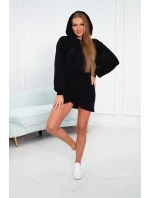 Zateplené šaty s obálkovým dnom čierne
