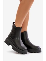 Skórzane Ocieplane Botki Sztyblety Damskie Big Star OO274A386 Czarne