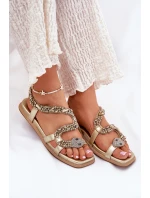 Sandały Damskie Ze Zdobieniem Wąż Eko Skórzane Artiker 56C1362 Złote