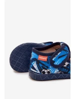 Dětské pantofle Milami na suchý zip míčky tmavě modré Jasimrra