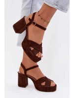 Dámské sandály na podpatku čokoládové Janelia