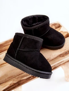 Ocieplane Czarne Dziecięce Młodzieżowe Botki Śniegowce Gooby