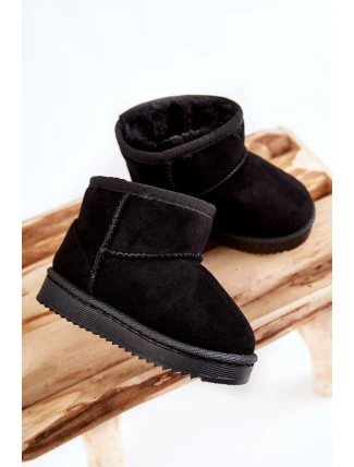 Ocieplane Czarne Dziecięce Młodzieżowe Botki Śniegowce Gooby