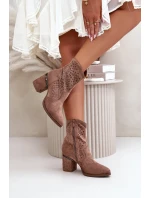 Dámske členkové topánky Acorn na podpätku Eco Suede Brown S.Barski Dámske členkové topánky Acorn na podpätku Eco Suede Brown S.Barski